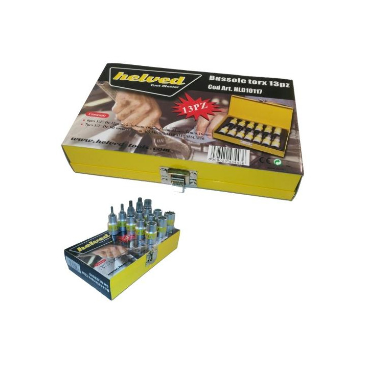 KIT CHIAVI A BUSSOLA TORX TIPO MILLERIGHE 13 PEZZI CROMO VANADIO, HELVED