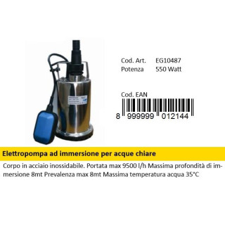 POMPA SOM. ACQUE CHIARE 500 W