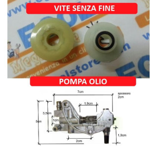RICAMBIO POMPA OLIO E VITE SENZA FINE PER  MOTOSEGA POTATORE A SCOPPIO BENZINA 52CC
