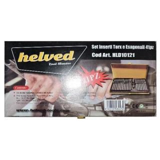 SET CHIAVI BUSSOLA INSERTI TORX ESAGONALI 41PZ CROMO VANADIO, HELVED