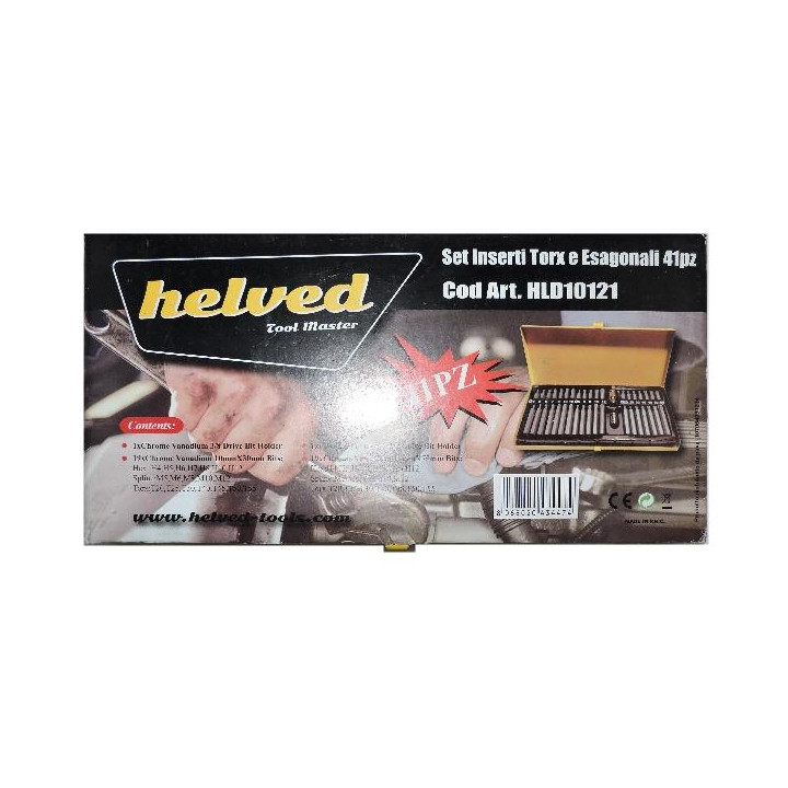 SET CHIAVI BUSSOLA INSERTI TORX ESAGONALI 41PZ CROMO VANADIO, HELVED