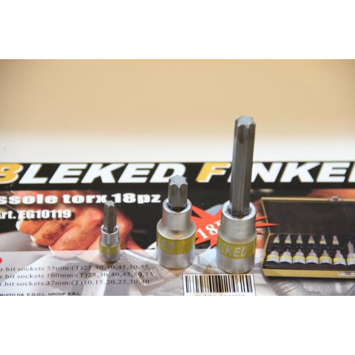 SET DI CHIAVI A BUSSOLA TORX MASCHIO 18 PEZZI CROMO VANADIO