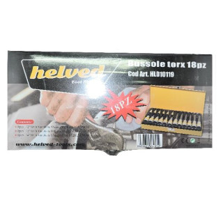SET DI CHIAVI A BUSSOLA TORX MASCHIO 18 PEZZI CROMO VANADIO, HELVED