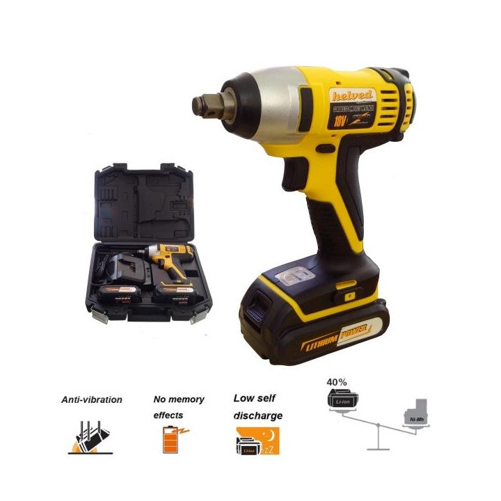 AVVITATORE PERCUSSIONE PNEUMATICI CORDLESS, 18V, 1.5Ah L-ion - Helved