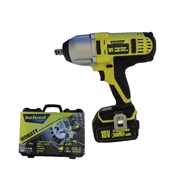 AVVITATORE PERCUSSIONE PNEUMATICI CORDLESS, 18V, 3.0Ah L-ion, 450N.m - Helved